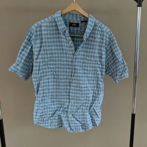 Route 66 blue plaid button up short sleeve shirt